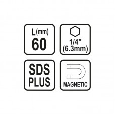23460 STHOR Adaptor cu magnet SDS-Plus hexagon int..